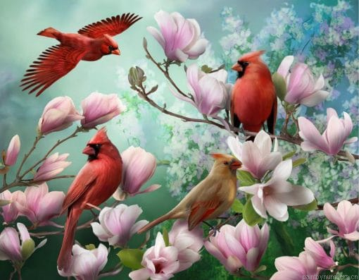 Four Birds And Flowers Painting By Numberss.png