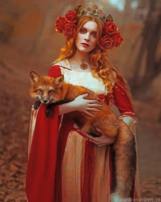 Fox And Woman Painting By Numberss.png
