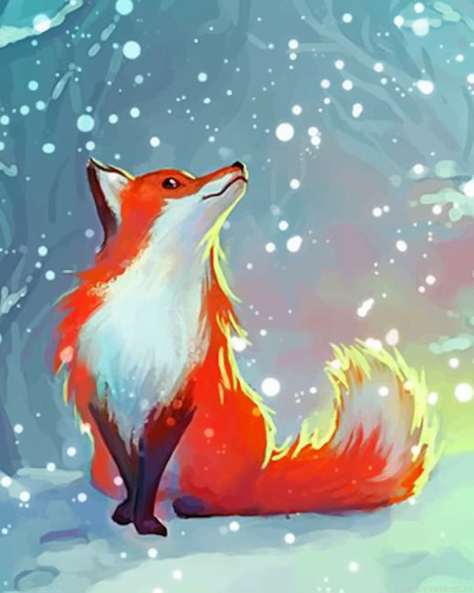 Fox Watching The Snow Painting By Numberss.png