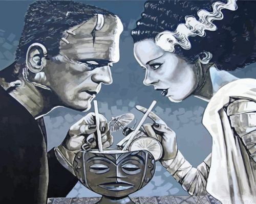 Frankenstein And Bride Art Painting By Numbers.png
