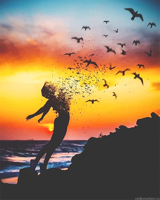 Free Girl Silhouette Painting By Numberss.png