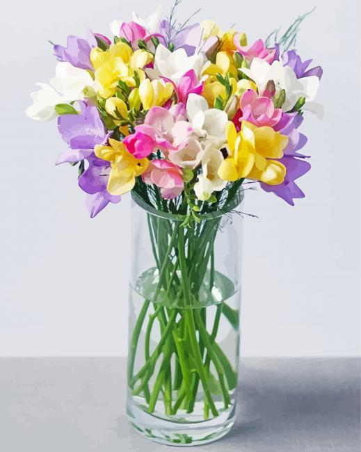 Freesias In Vase Painting By Numberss.png