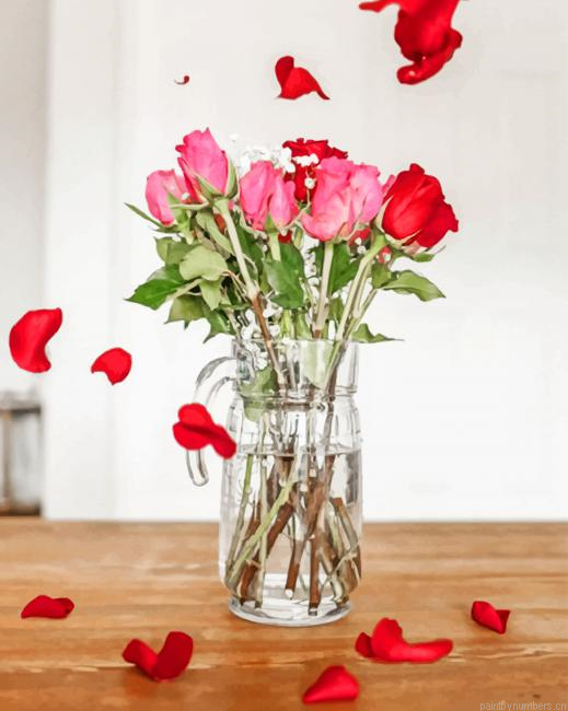 Fresh Flowers Bucket Roses Painting By Numberss.png