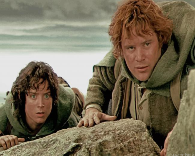 Frodo Baggins And Merry Brandybuck Actors Painting By Numberss.png