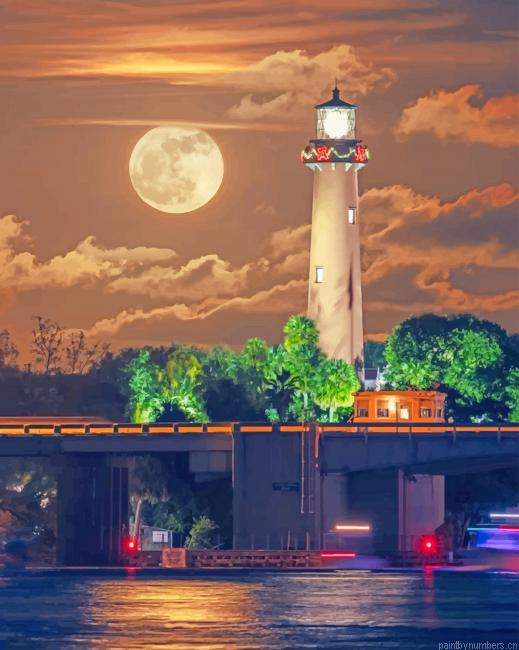 Full Moon Jupiter Lighthouse Painting By Numberss.png