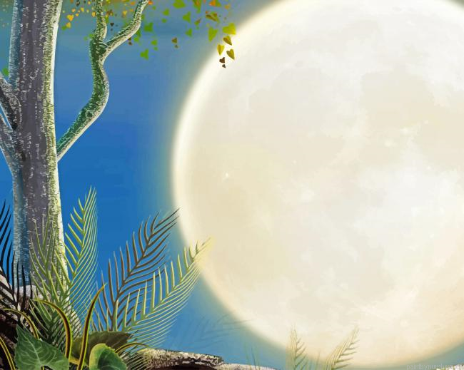Full Moon Nature Landscapes Painting By Numberss.png