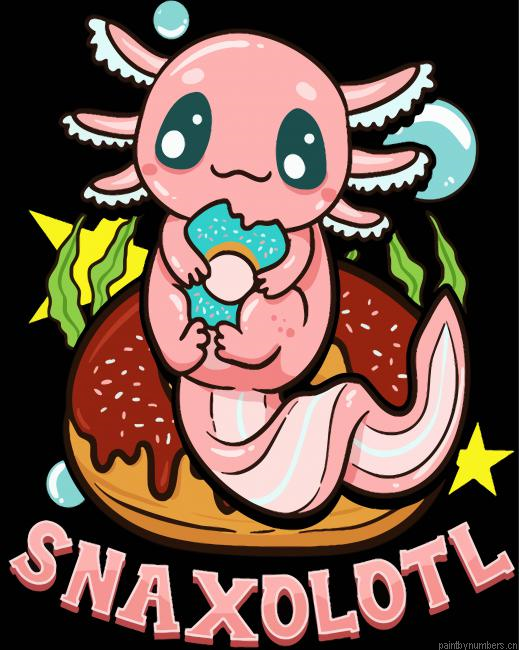 Funny Axolotl Eating Donuts Painting By Numberss.png