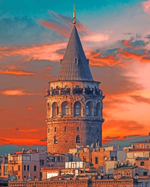Galata Tower Istanbul Buildings Painting By Numberss.png