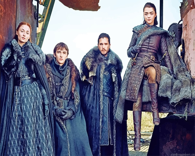 Game Of Thrones Jon Snow Sansa And Arya Stark Painting By Numbers.png