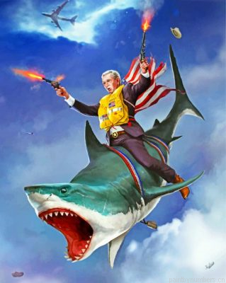 George Bush Riding A Shark Painting By Numbers.png