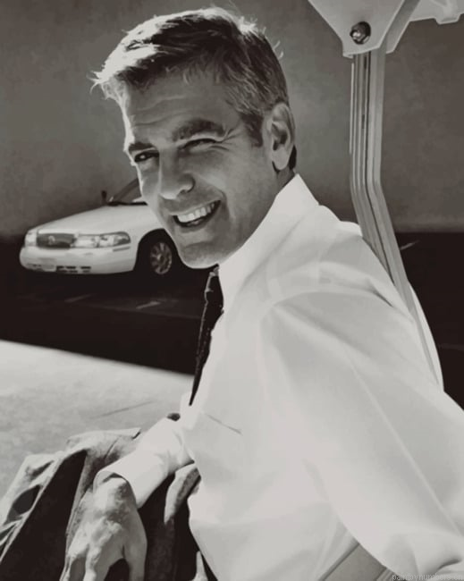 George Clooney Black And White Painting By Numberss.png