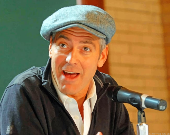 George Clooney With Hat Actors Painting By Numberss.png