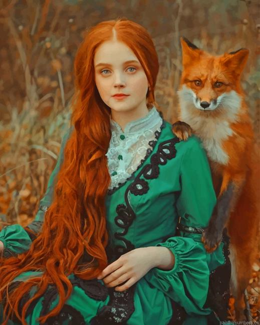 Ginger Girl With Fox Painting By Numberss.png