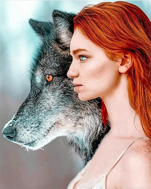 Ginger Hair Wolf Woman Painting By Numbers.png