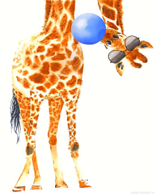 Giraffe And Blue Bubblegum Painting By Numbers.png