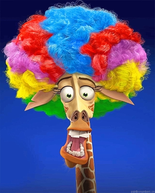 Giraffe Colorful Hair Painting By Numberss.png