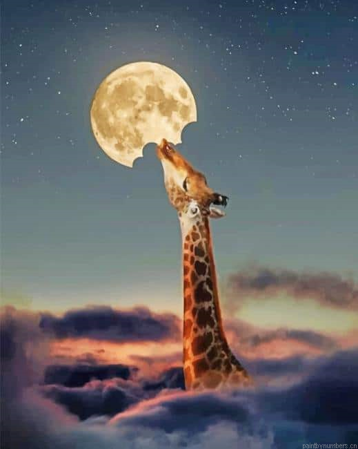 Giraffe Eating The Moon Painting By Numberss.png