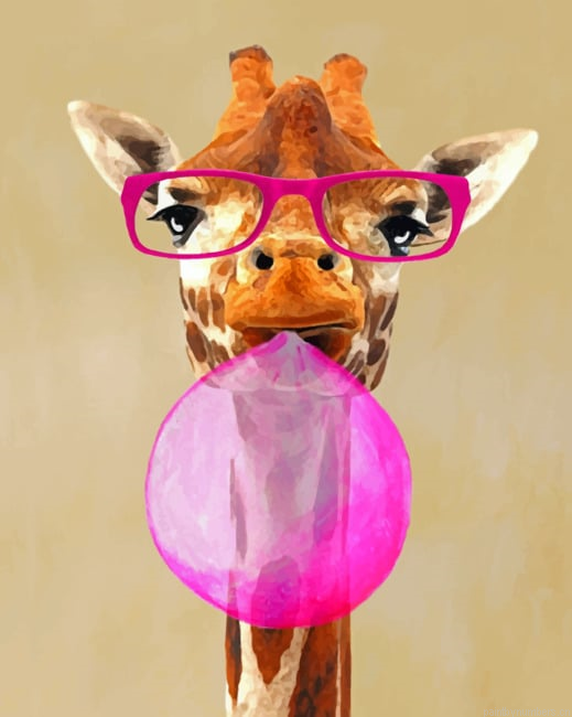 Giraffe With Bubblegum Painting By Numbers.png
