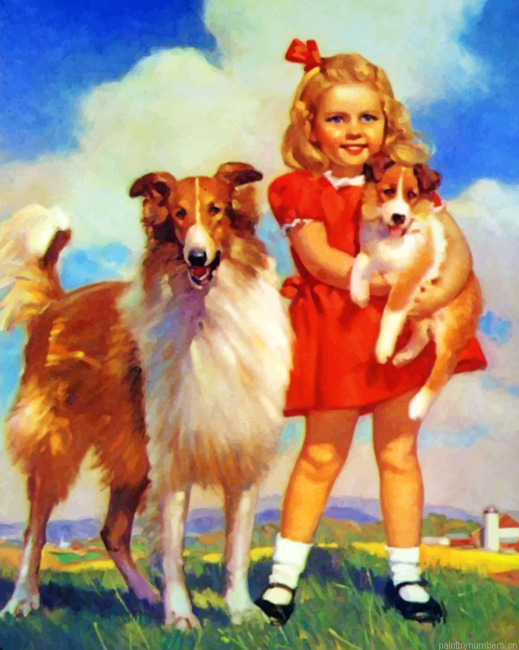 Girl And Dogs Painting By Numberss.png