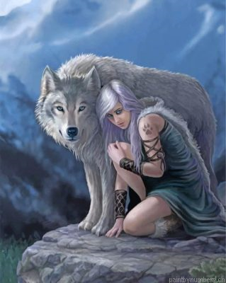 Girl And Grey Wolf Painting By Numbers.png