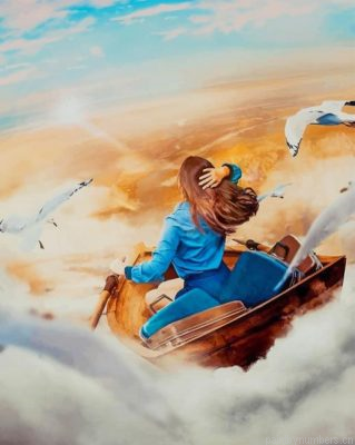 Girl Flying With Birds Painting By Numbers.png