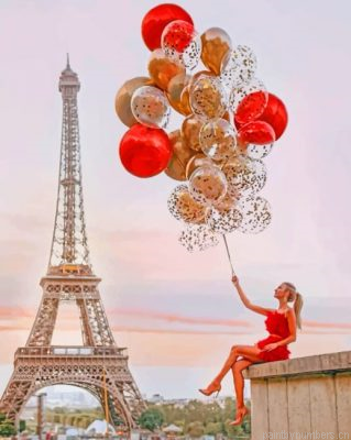 Girl Holding Balloons In Eiffel Tower Painting By Numbers.png
