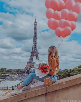 Girl Holding Pink Balloons In Paris Painting By Numbers.png