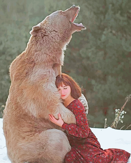 Girl Hugging Big Bear Painting By Numberss.png