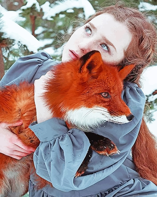 Girl Hugging Fox Painting By Numberss.png