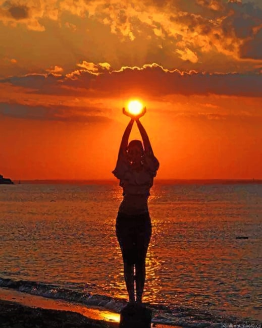 Girl In Beach Silhouette Painting By Numberss.png