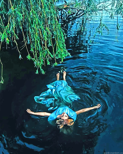Girl Laying On The Water Painting By Numbers.png