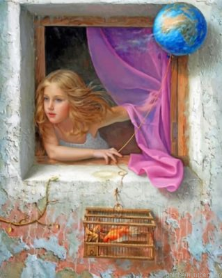 Girl Looking Through The Window Painting By Numbers.png