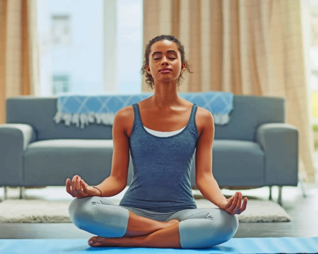 Girl Meditating In The House Painting By Numberss.png