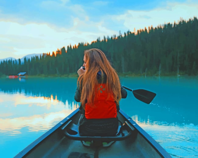 Girl On Kayak Boat Travel Painting By Numberss.png