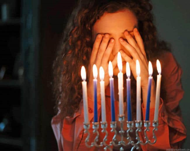 Girl Praying Menorah Painting By Numberss.png