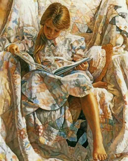 Girl Reading By Steve Hanks Painting By Numberss.png