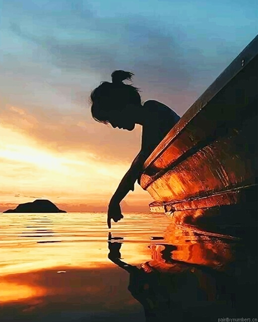 Girl Silhouette Sunset Painting By Numberss.png