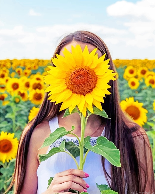 Girl Sunflower Painting By Numberss.png
