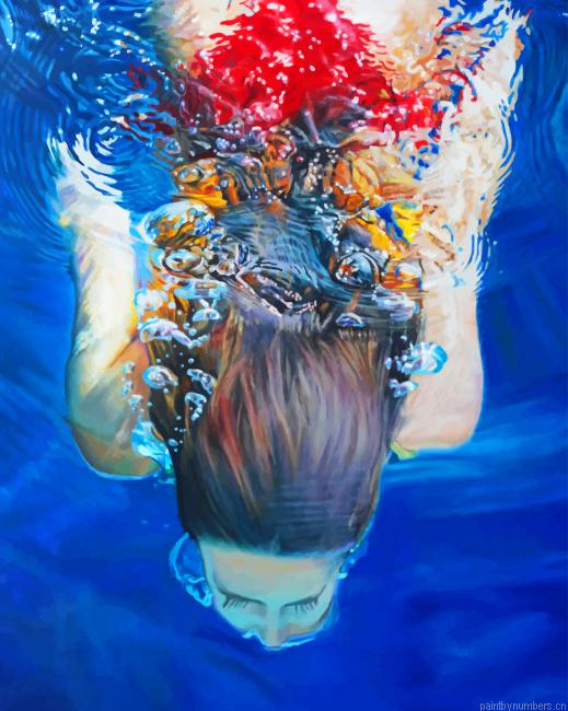 Girl Swimming Underwater Painting By Numberss.png
