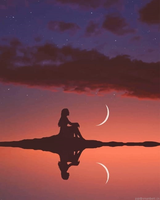 Girl Watching The Sky Silhouette Painting By Numberss.png