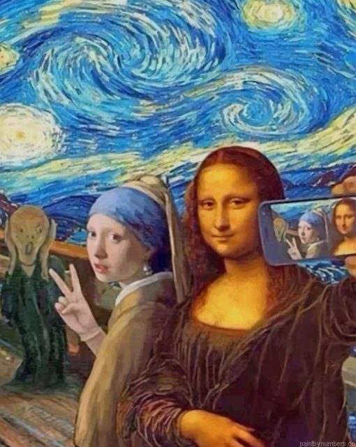Girl With A Pearl Earring And Mona Lisa Painting By Numbers.png