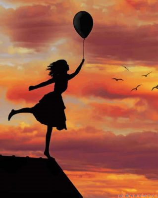 Girl With Balloon Silhouette Painting By Numbers.png