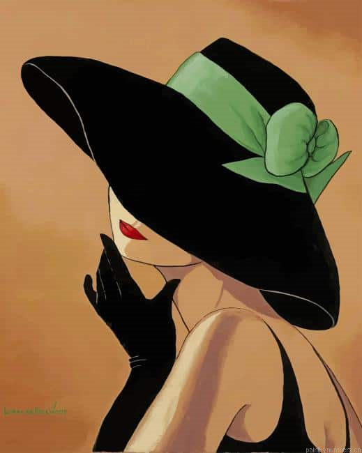 Girl With Black Hat Painting By Numberss.png