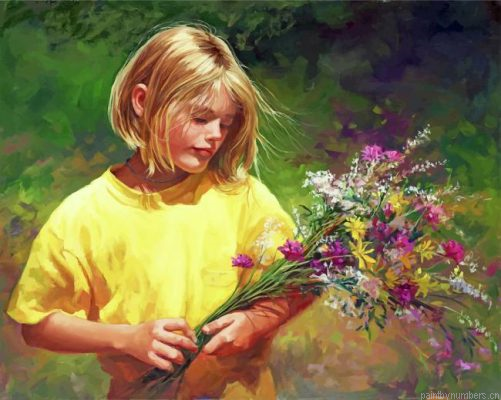 Girl With Flowers Painting By Numbers.png
