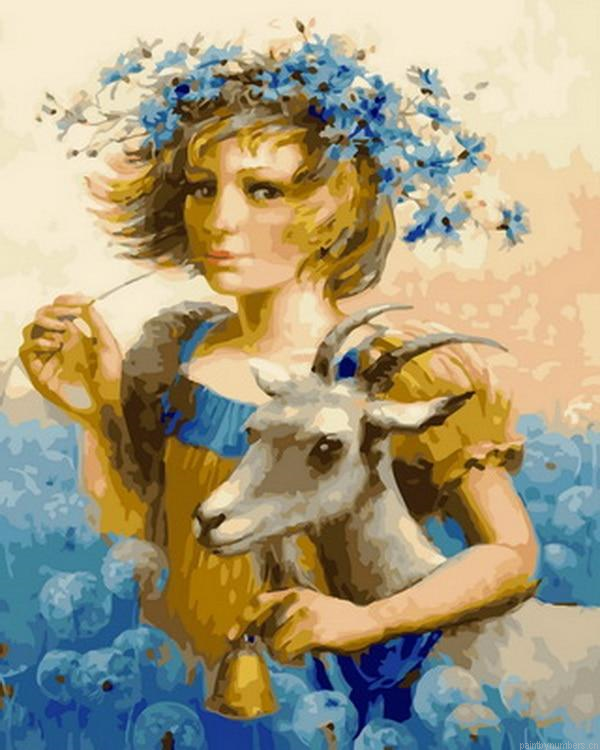 Girl With Goats Painting By Numbers.png