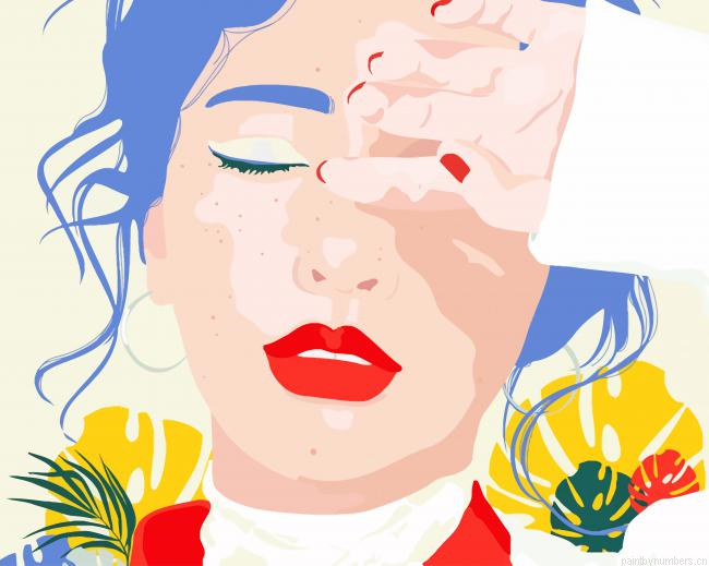 Girl With Red Lips Pop Art Painting By Numberss.png