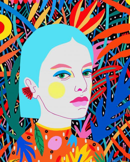 Girl With Short Blue Hair Illustrations Painting By Numberss.png