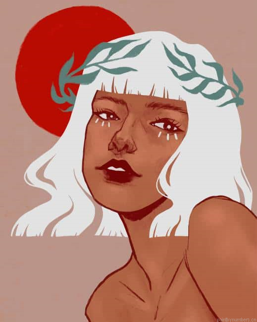 Girl With Short White Hair Illustrations Painting By Numberss.png