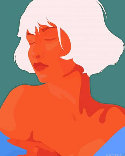 Girl With Short White Hair Painting By Numberss.png