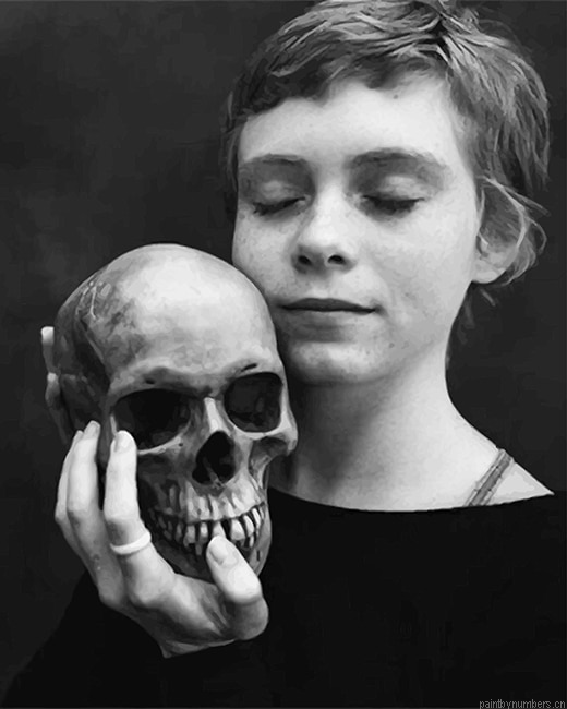 Girl With Skull Head Painting By Numberss.png